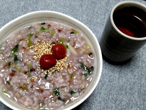 赤米と雑穀の七草粥☆炊飯器使用